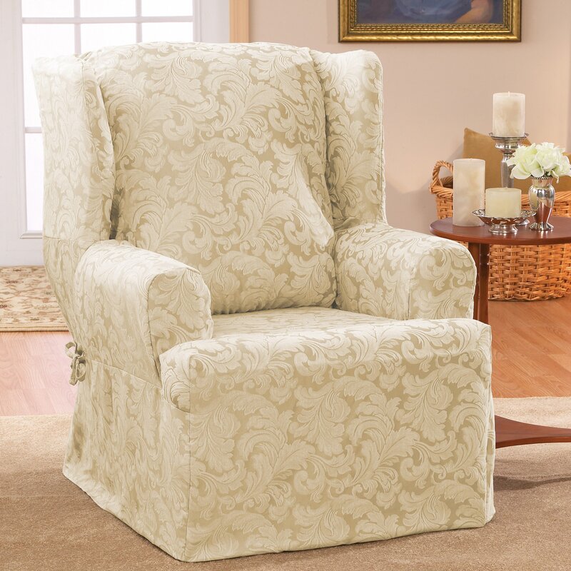 Sure Fit Scroll Classic T Cushion Wingback Slipcover And Reviews Wayfair